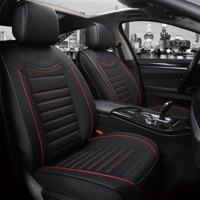 Автотапицерии Комплект луксозни калъфи за седалки – черни с червен кант Auto Pal